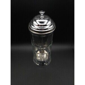 Vtg Soda Fountain Straw Dispenser Glass Barber Shop Comb Holder Chrome Top USA